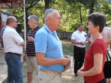 Tegnap Tusványoson volt a legmagasabb az egy négyzetméterre eső Kárpát-medencei politikusok száma. Brenzovics László, Semjén Zsolt, Borbély László, Berényi József, Répás Zsuzsanna                                 Fotó: Farkas Réka