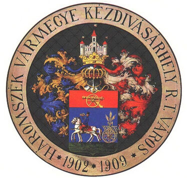 A város címere az 1909-es adománylevélen. A szerző felvétele