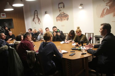 Nagy érdeklődés a tegnap délutáni sajtótájékoztatón. Albert Levente felvétele