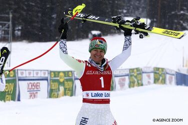 Miklós Edit Lake Louise-ban elért harmadik helyét ünnepelte. Fotók: Agence Zoom