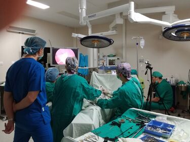 Műtét közben. a  Dr. Fogolyán Kristóf Megyei Kórház felvétele