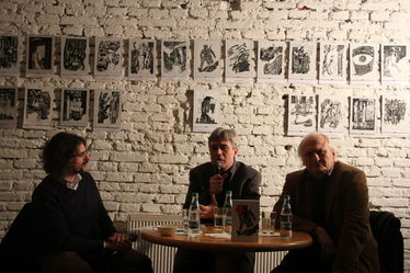 Szonda Szabolcs, Benő Attila és Székely Géza a Teinben tartott könyvbemutatón. Albert Levente felvétele