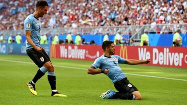 Luis Suárez hetedik világbajnoki gólját szerezte. Fotó: Getty Images