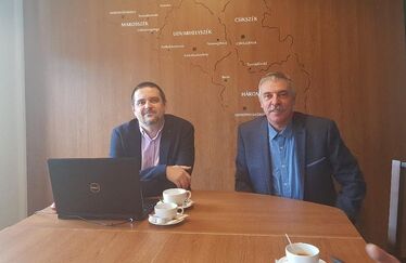 Kiss Tamás szociológus és Tamás Sándor megyei RMDSZ-elnök. Fotó: Kovács Zsolt / Maszol