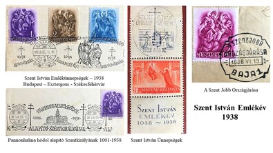 Az 1938-as Szent István-év és a 34. Eucharisztikus Kongresszus filatéliai emlékei