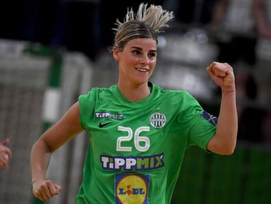 Angela Malestein kilenc gólt dobott a Podravka ellen. Fotó: MTI / Illyés Tibor