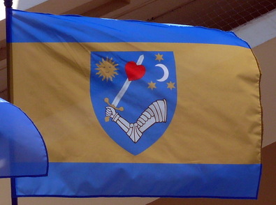 Kovászna megye címeres zászlaja