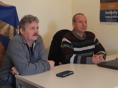 Ferencz Botond és Szabó Levente a tegnapi sajtótájékoztatón. A szerző felvátele