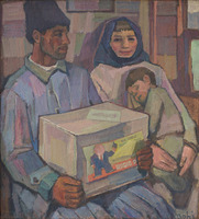 Mohy Sándor: Az új öröm  (1959, olaj, vászon, 119 x 108 cm – Székely Nemzeti Múzeum)