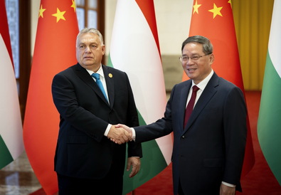 Orbán Viktor és Li Csiang. Fotó: MTI / Miniszterelnöki Sajtóiroda / Fischer Zoltán