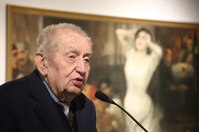 Gazda József a Székely Nemzeti Múzeumban Háromszék képzőművészete című kötete bemutatóján. Fotó: Albert Levente