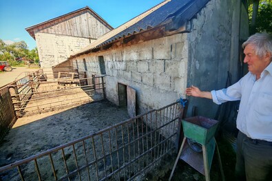 Dezső Dénes mutatja, hogy hol ment be a medve. A szerző felvétele