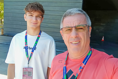 Simon Tege és edzője, Veres László. Fotó: Veres László