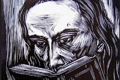 Gy. Szabó Béla fametszete Apáczai Csere Jánosról. Forrás: Wikipédia