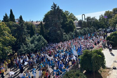 A szakszervezeti szövetségek legutóbb augusztus végén szerveztek nagy létszámú tüntetést. Fotó: Facebook / Confederația Națională Sindicală „Cartel ALFA”