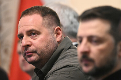 Andrij Jermak és Volodimir Zelenszkij. Fotó: KISZÓ / Ukrajna elnöki hivatala
