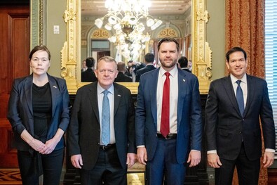 Vivian Motzfeldt, Lars Løkke Rasmussen, J. D. Vance és Marco Rubio. Fotó: Facebook / Lars Løkke Rasmussen