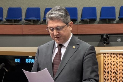 Titus Corlățean felszólalása Strasbourgban. Fotó: Facebook / Titus Corlățean