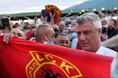 A volt államfő egy USC-rendezvényen 2020-ban. Fotó: Facebook / Hashim Thaci