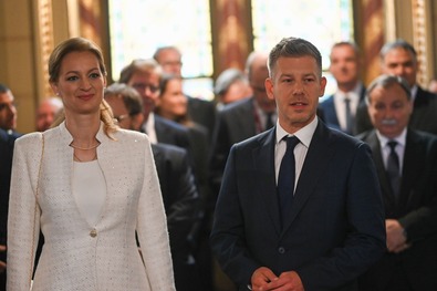Forsthoffer Ágnes és Magyar Péter a budapesti Országházban. Fotó: Facebook / Forsthoffer Ágnes oldala