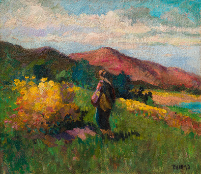 Thorma János: Japán ruhás nő, 1920 körül, olaj, vászon, 70×80 cm, a Sapientia Alapítvány gyűjteményéből, letétben az Erdélyi Művészeti Központban