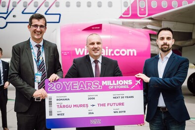 Romániai jelenlétének 20. évfordulóját ünnepelte a Wizz Air Marosvásárhelyen. Fotó: Facebook / Aeroportul Transilvania